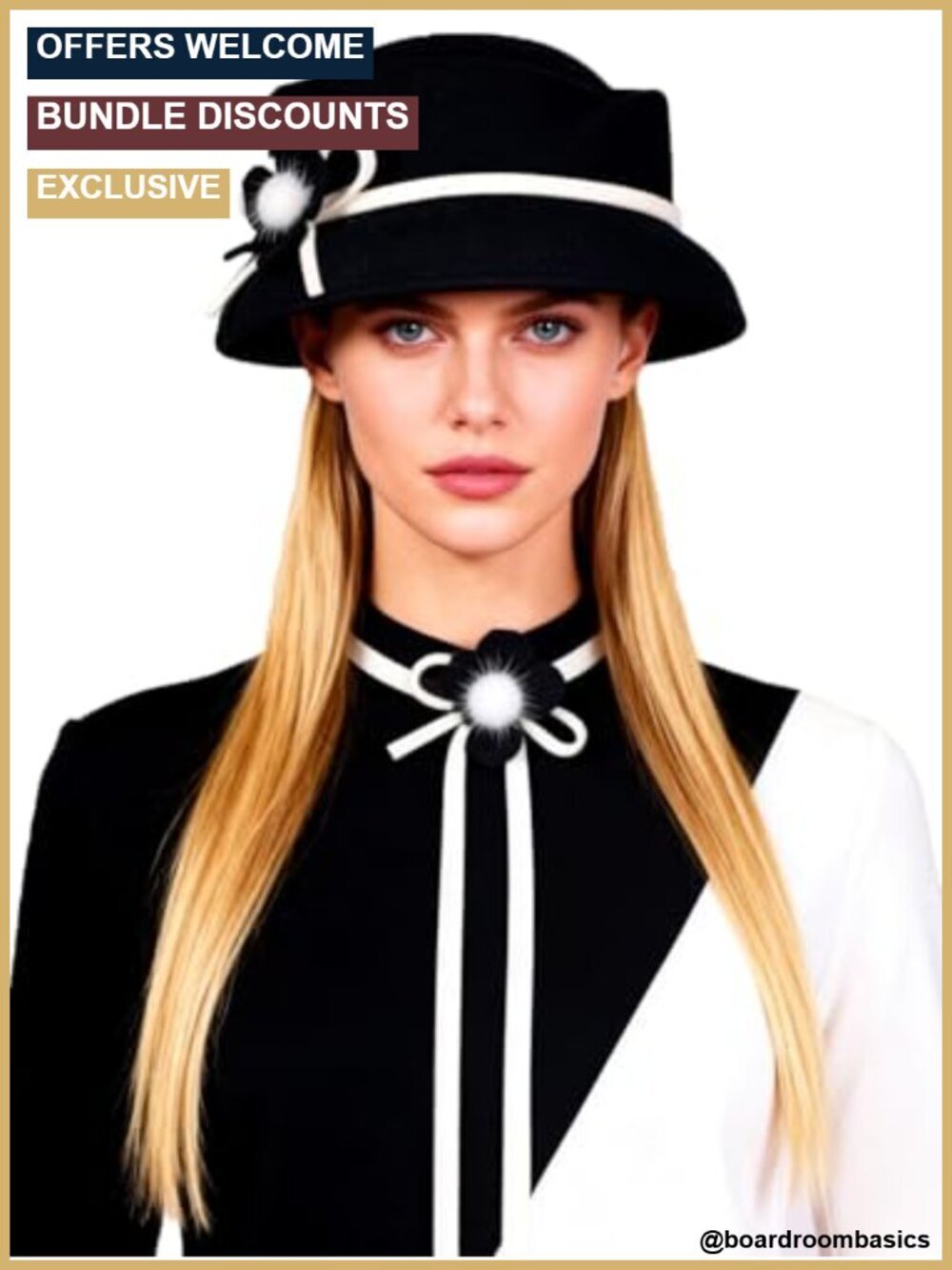 Women's Wool Felt Fedora Hat Elegant Cloche Style with Flower for Wedding